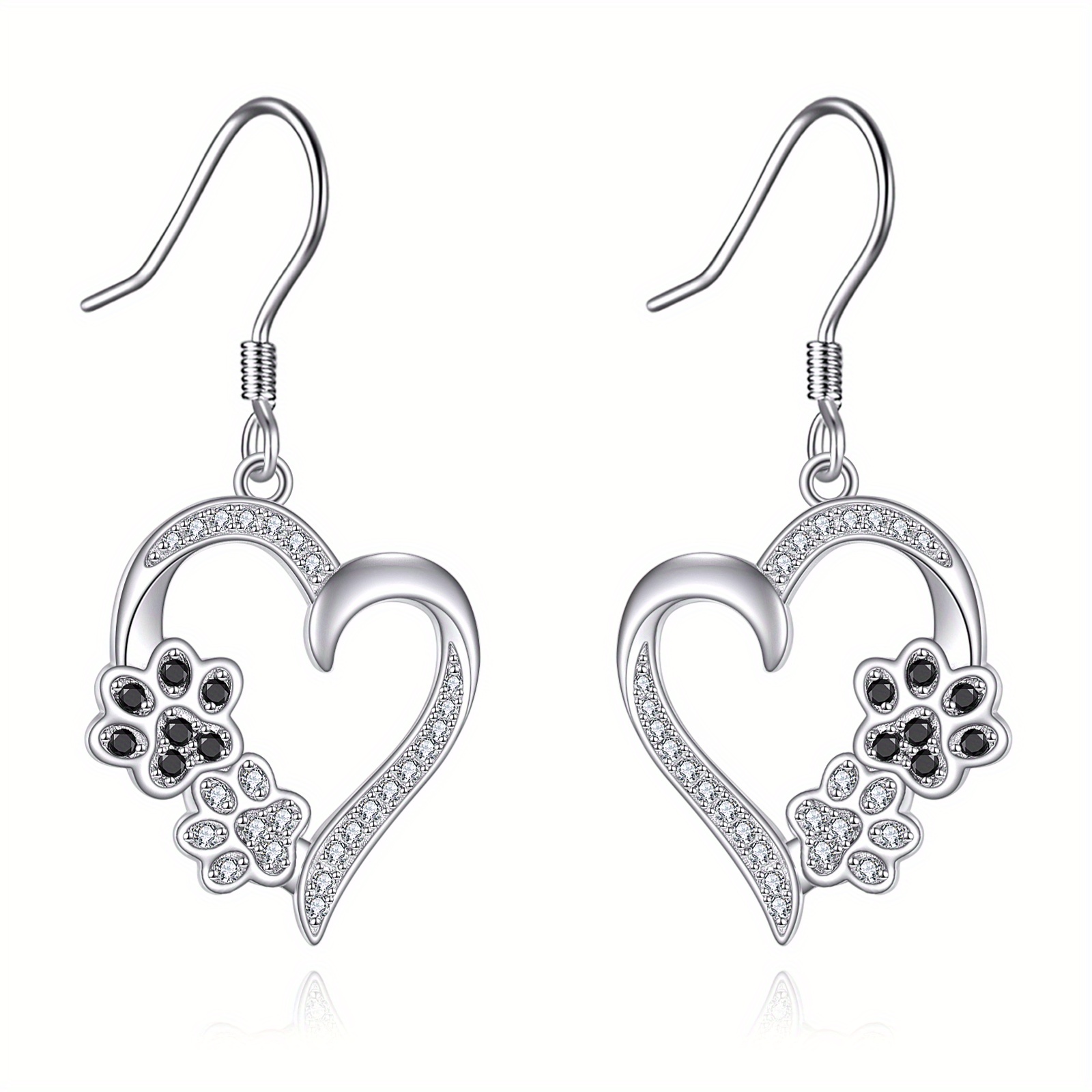 Women's 925 Sterling Silvery Paw Print Dangle Earrings, Gift